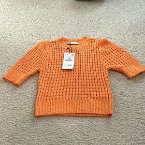 Orange Zara short sleeve sweater
